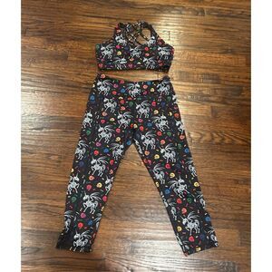 CVG Constantly Varied Gear Womens Bra crop leggings skulls unicorn skeleton M